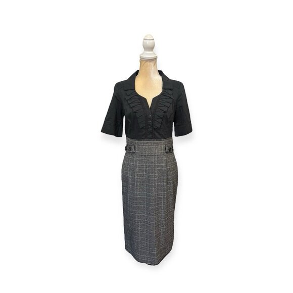 Worthington Dresses & Skirts - Worthington Black Salt n Pepper Plaid Sheath Dress Size 6